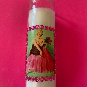 OOAK decorative candle, pin up girl